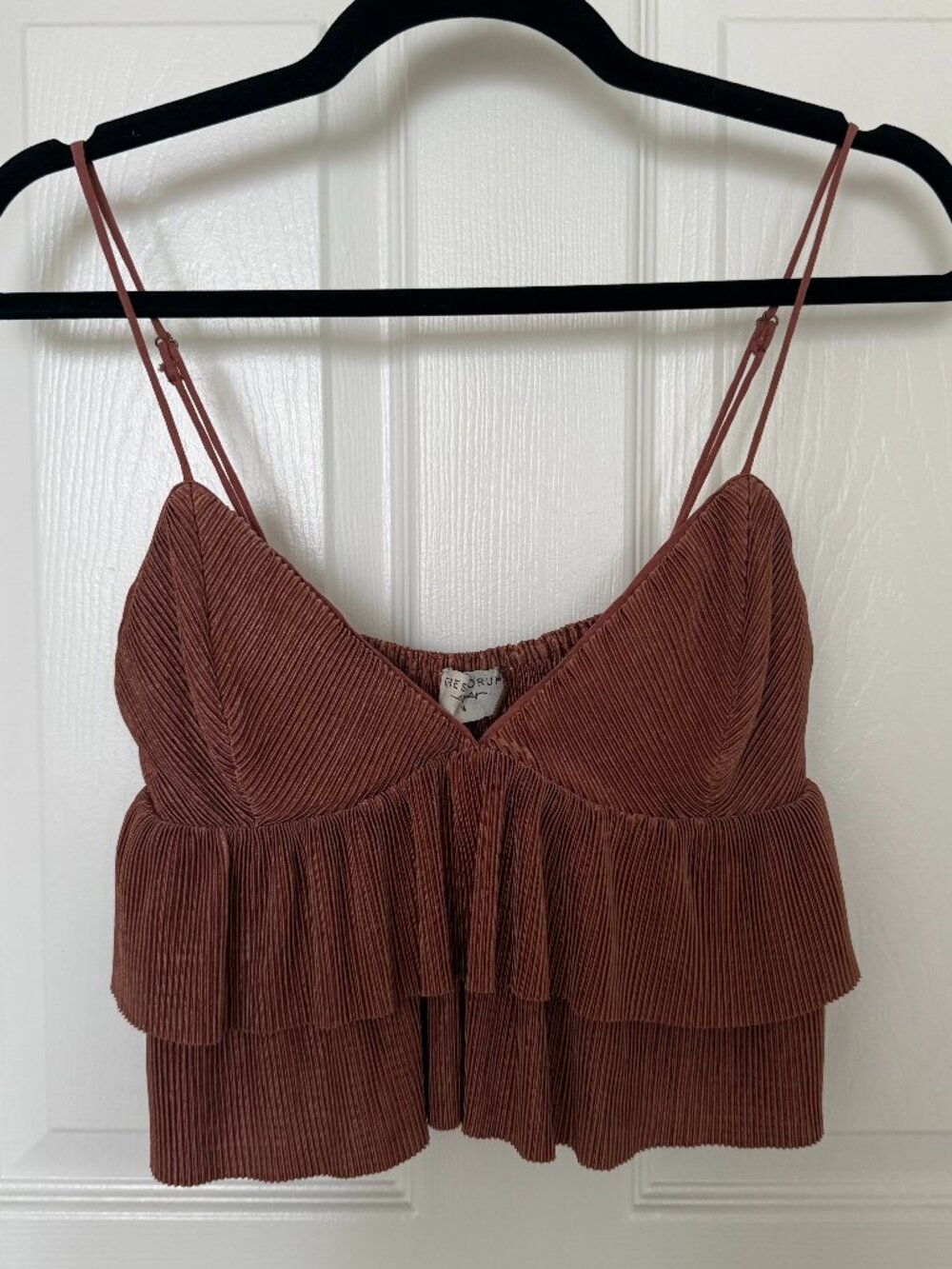 Dress Forum LA Bronze Sheen Flowy Ruffled Crop Top - Size M